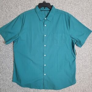 Amazon Essentials Mens Slim Fit Short Sleeve Poplin Shirt Teal XXL New